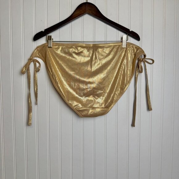 Cacique NWT gold ribbed bikini bottom side ties size 24 E15 - Picture 6 of 6